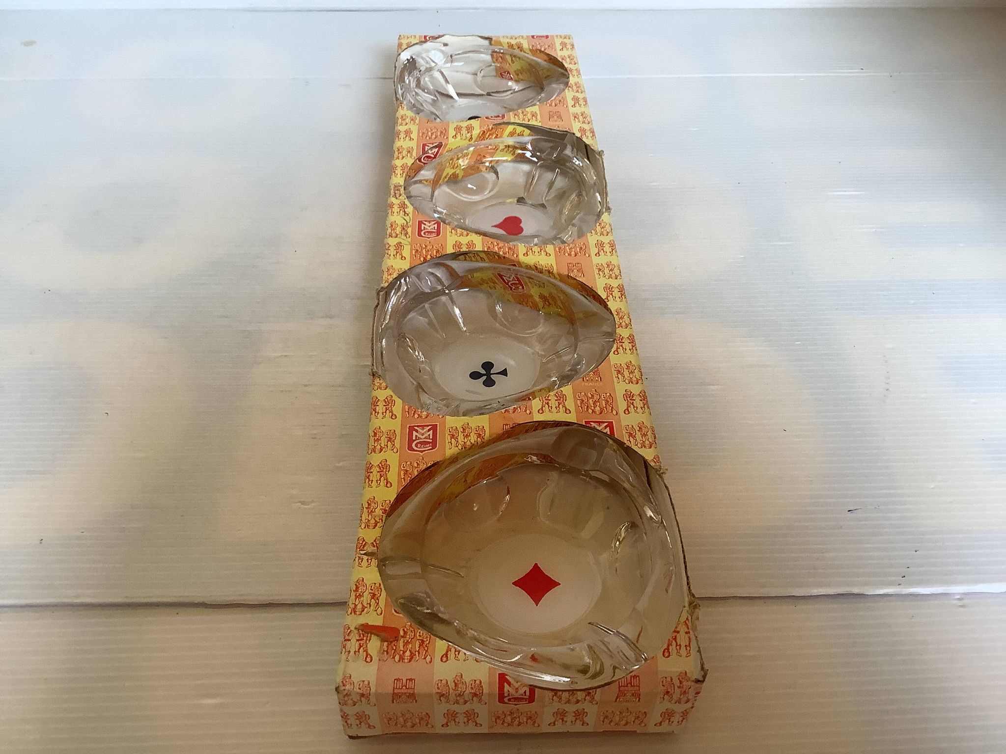 Four ashtrays Reims playing cards spade diamond club heart