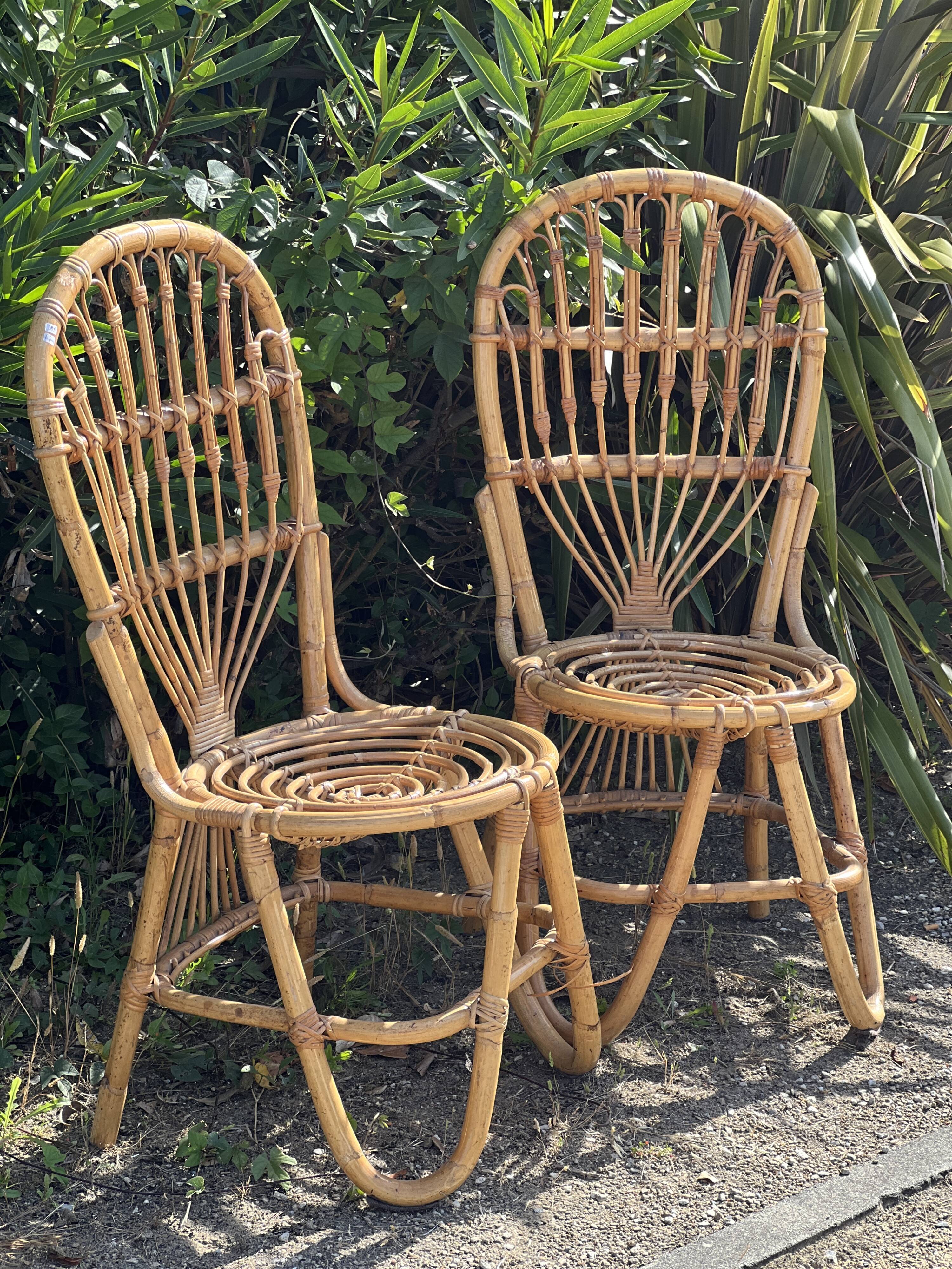 Paire de chaises en rotin