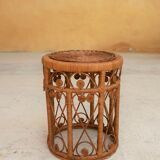 Vintage peacock stool in rattan