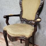 Louis XV style curved desk chair in carved mahogany circa 1850