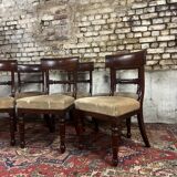 Suite De Six Chaises En Acajou D’époque Restauration XIX Eme Siècle