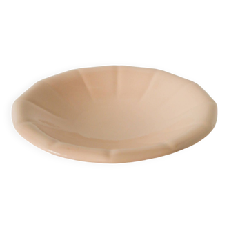 Digoin Sarreguemines pleated hollow dish, powder pink, 1960