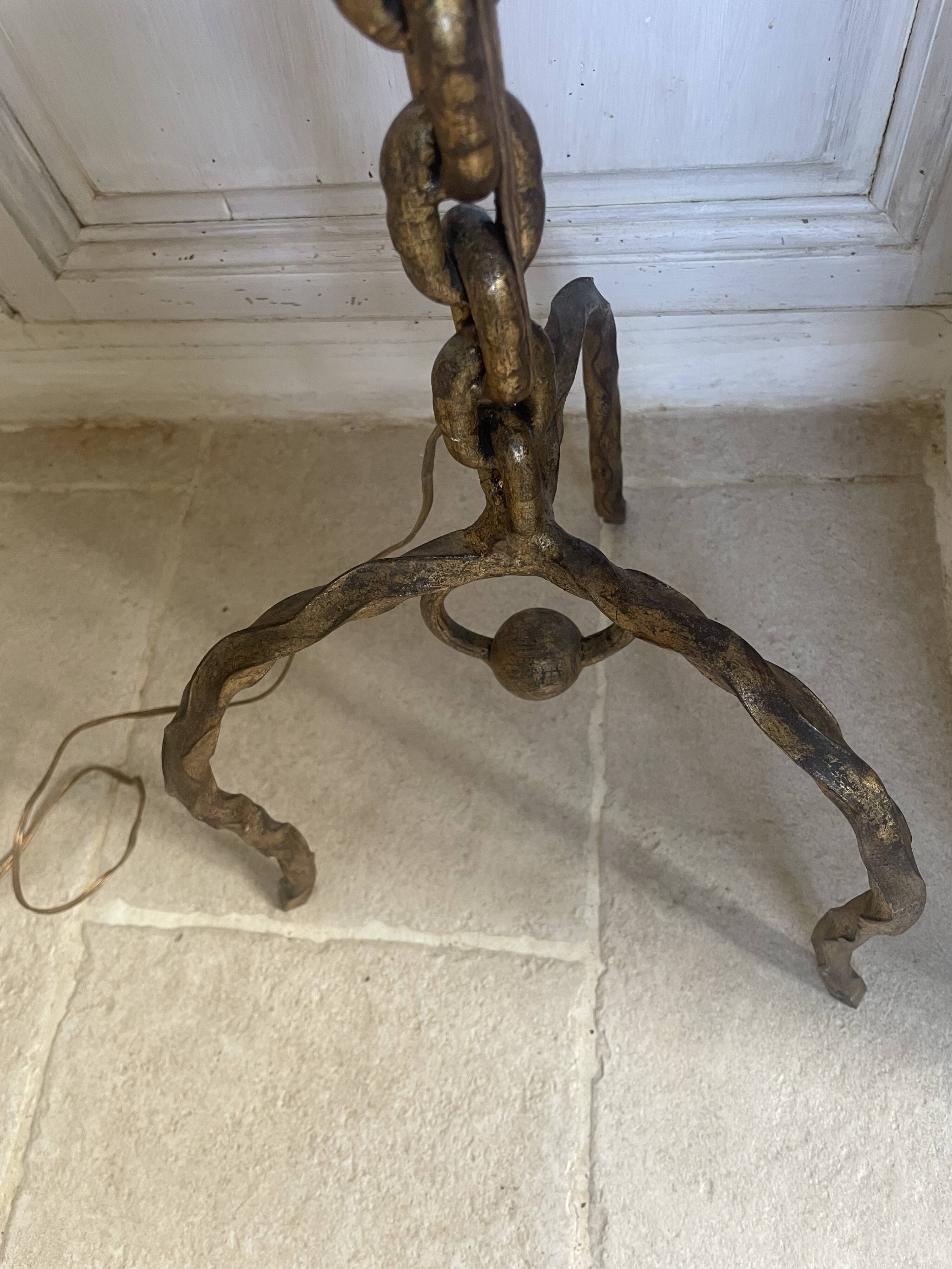 Brutalist floor lamp with chain links