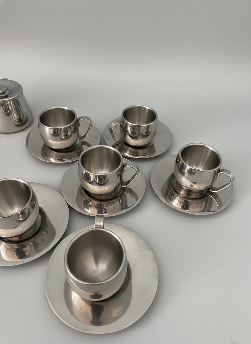 Service à café vintage inox 18/10 imco design italien