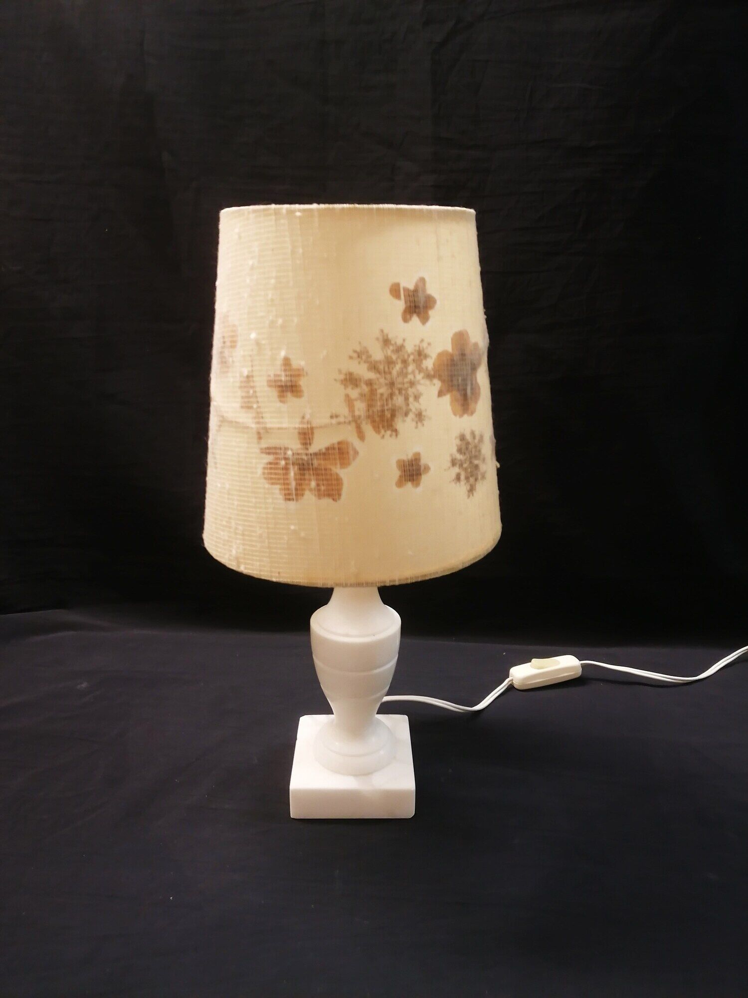 Vintage lamp base - onyx marble foot - blind-day inclusion dried flowers - 1950