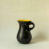 Two-handled vase, black and yellow glazed, in the style of Pol Chambost.