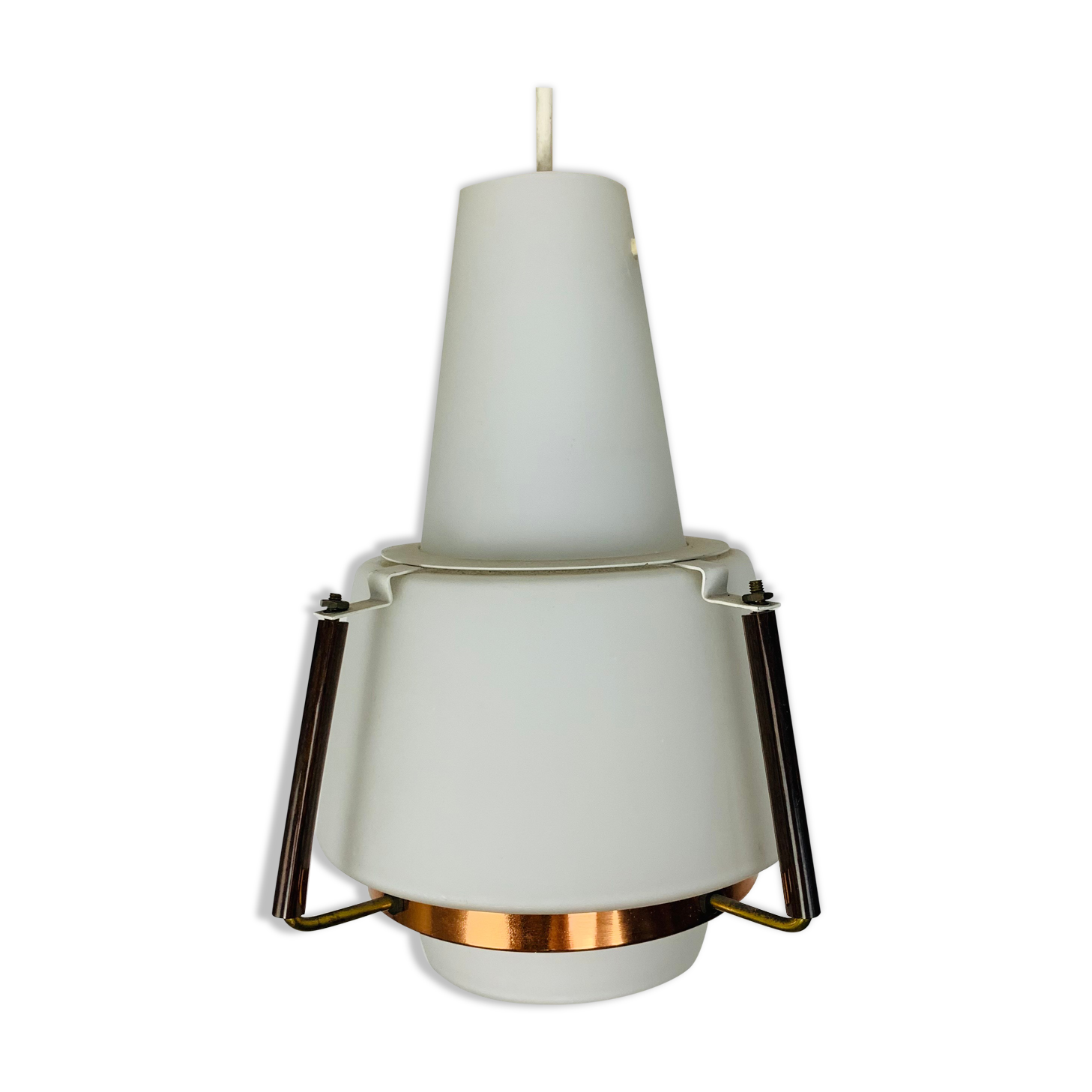 Opaline and brass suspension Scandinavian style 60s