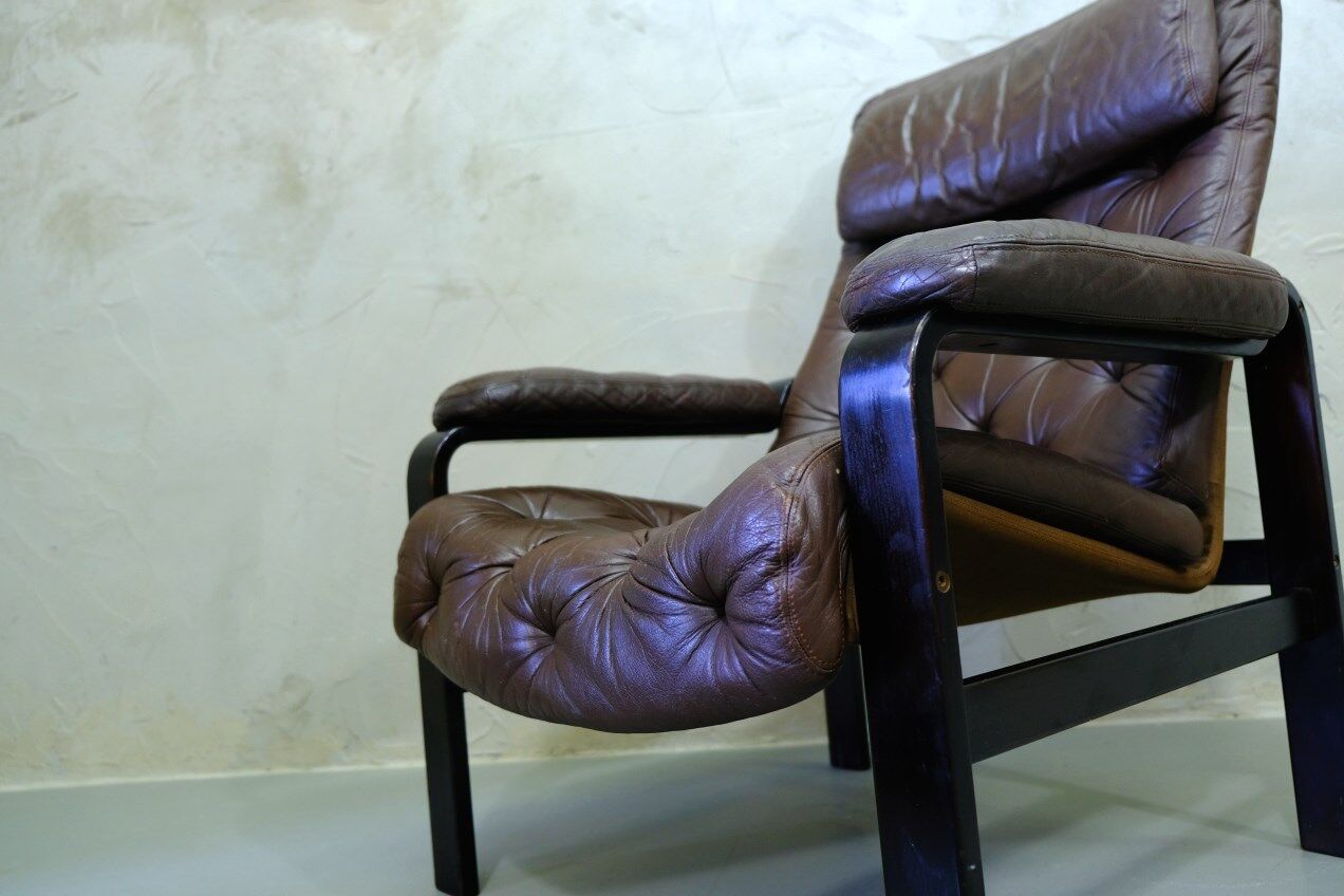 Mid-century Finnish leather lounge chair by Oy BJ Dahlqvist for BD Furniture, 1960s