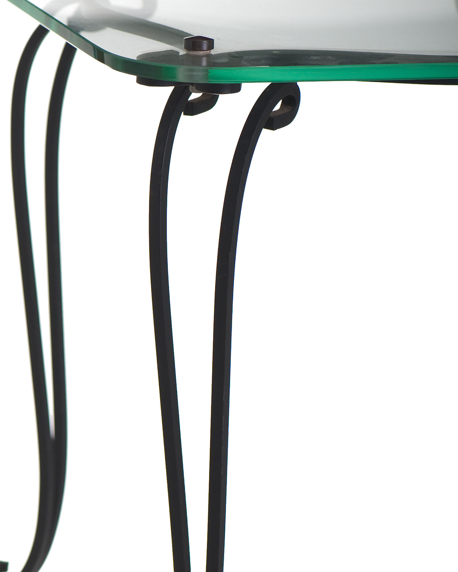 Side table in wrought iron and glass top year 50