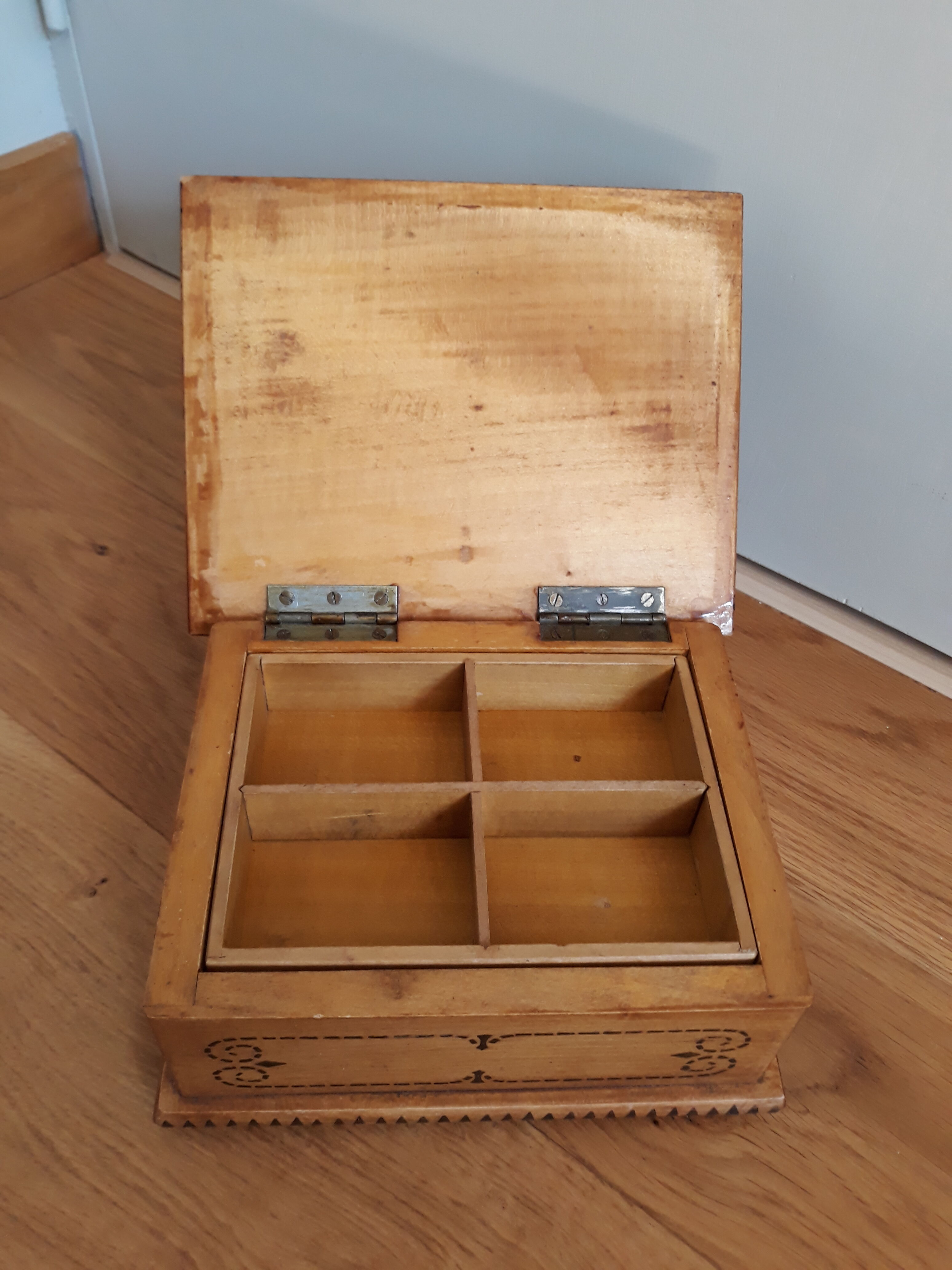 Jewelry box with wooden compartments