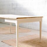 Table de ferme en bois – pied crème