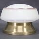 1930s Art Deco brass ceiling light with opaline glass shade, Czechoslovakia, Res