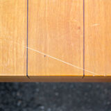 Dining table in beech wood with stripes of hibiscus, italy 70s