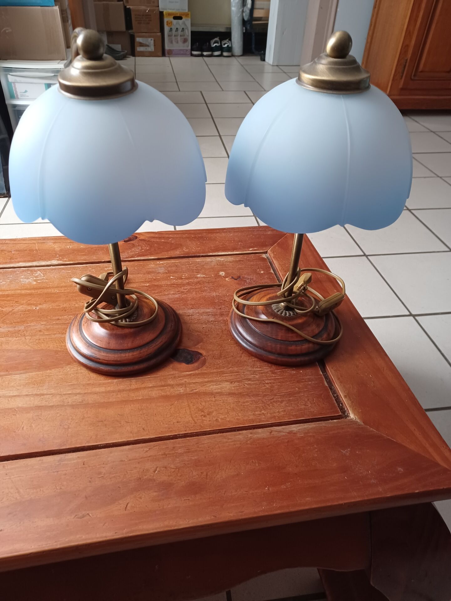 Set of 2 vintage goose neck lamps