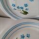 6 vintage Italian Quadrifoglio dessert plates with forget-me-not decoration.