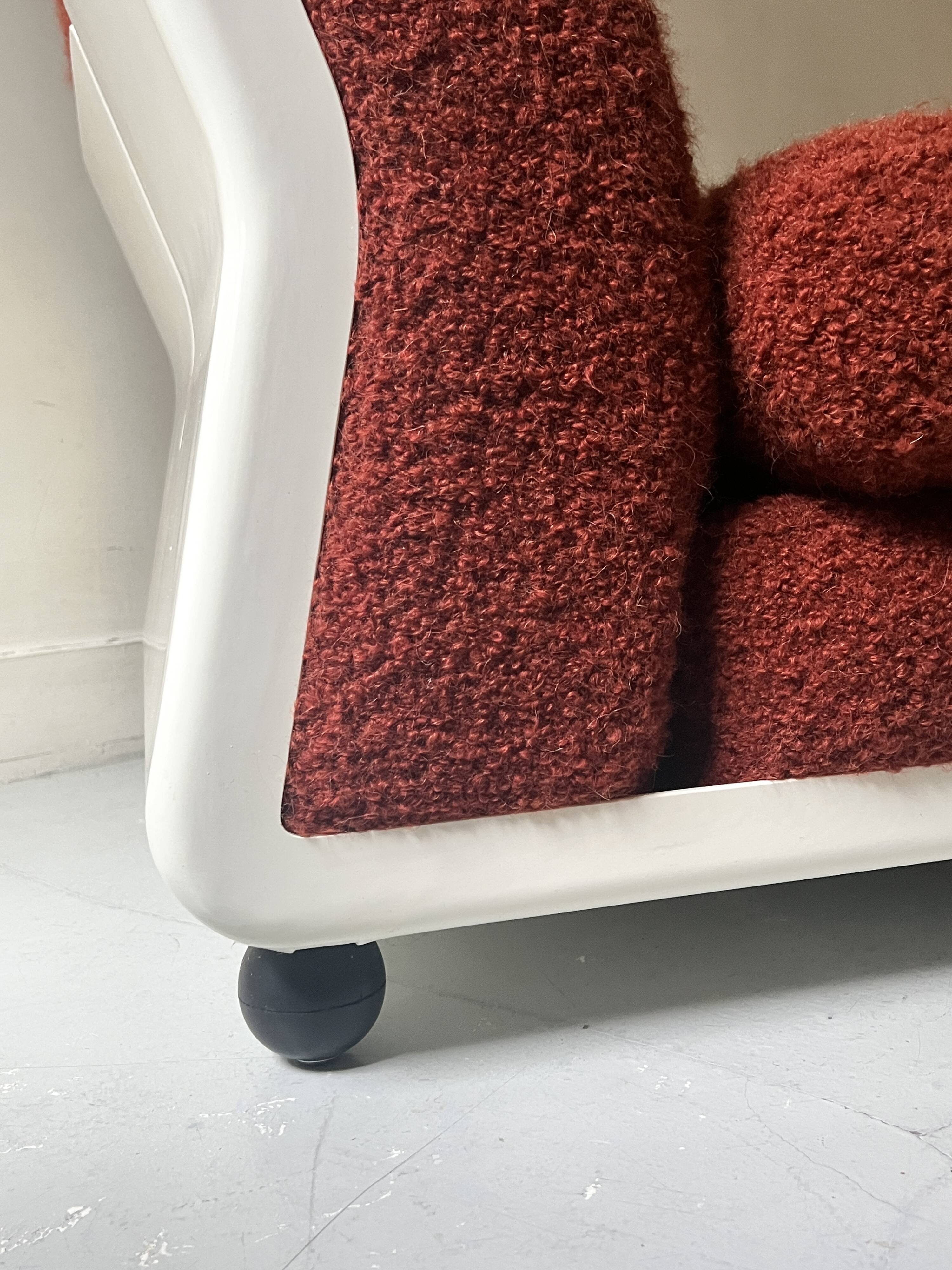 Chauffeuse amanta Bellini en bouclette brique, C&B italia design 1970