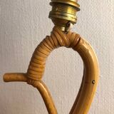 Lampe rotin forme cygne vintage