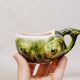 2 cups + 2 saucers in majolica slip ceramic zoomorphic snail shape