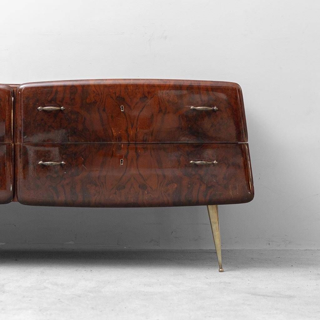 Vintage wooden sideboard with brass legs, 1960s design