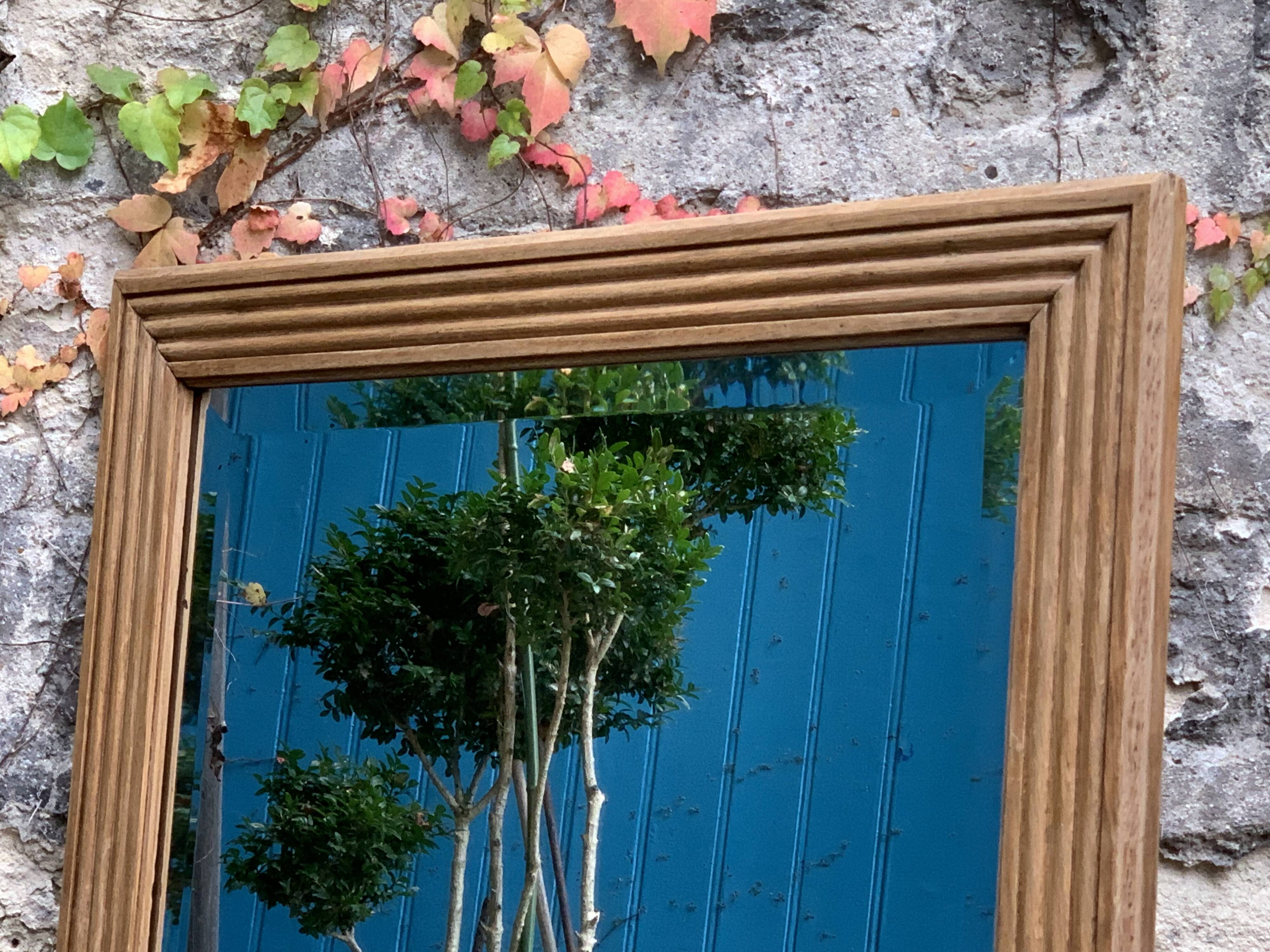 1940 beveled mirror solid raw oak 74x104