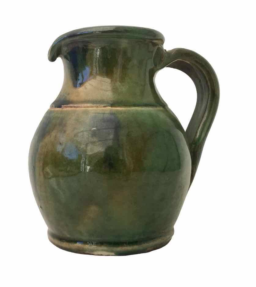 Vintage enameled terracotta pitcher