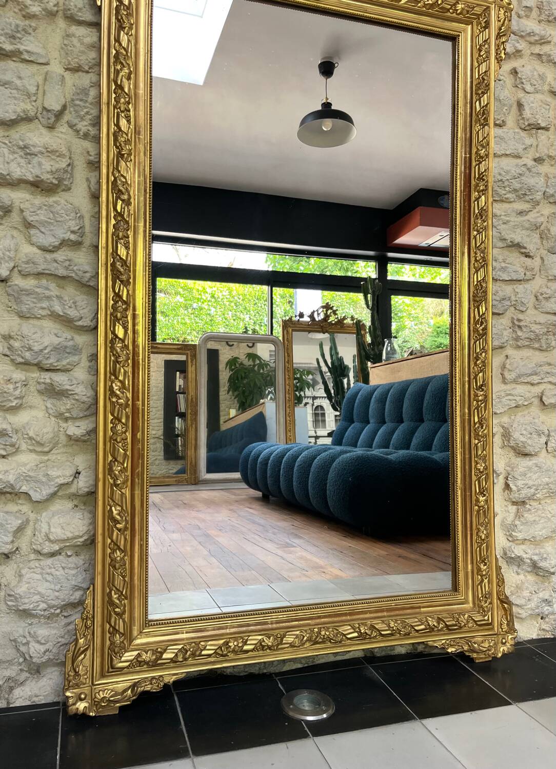 Sublime gilded pediment mirror with gold leaf 161cm