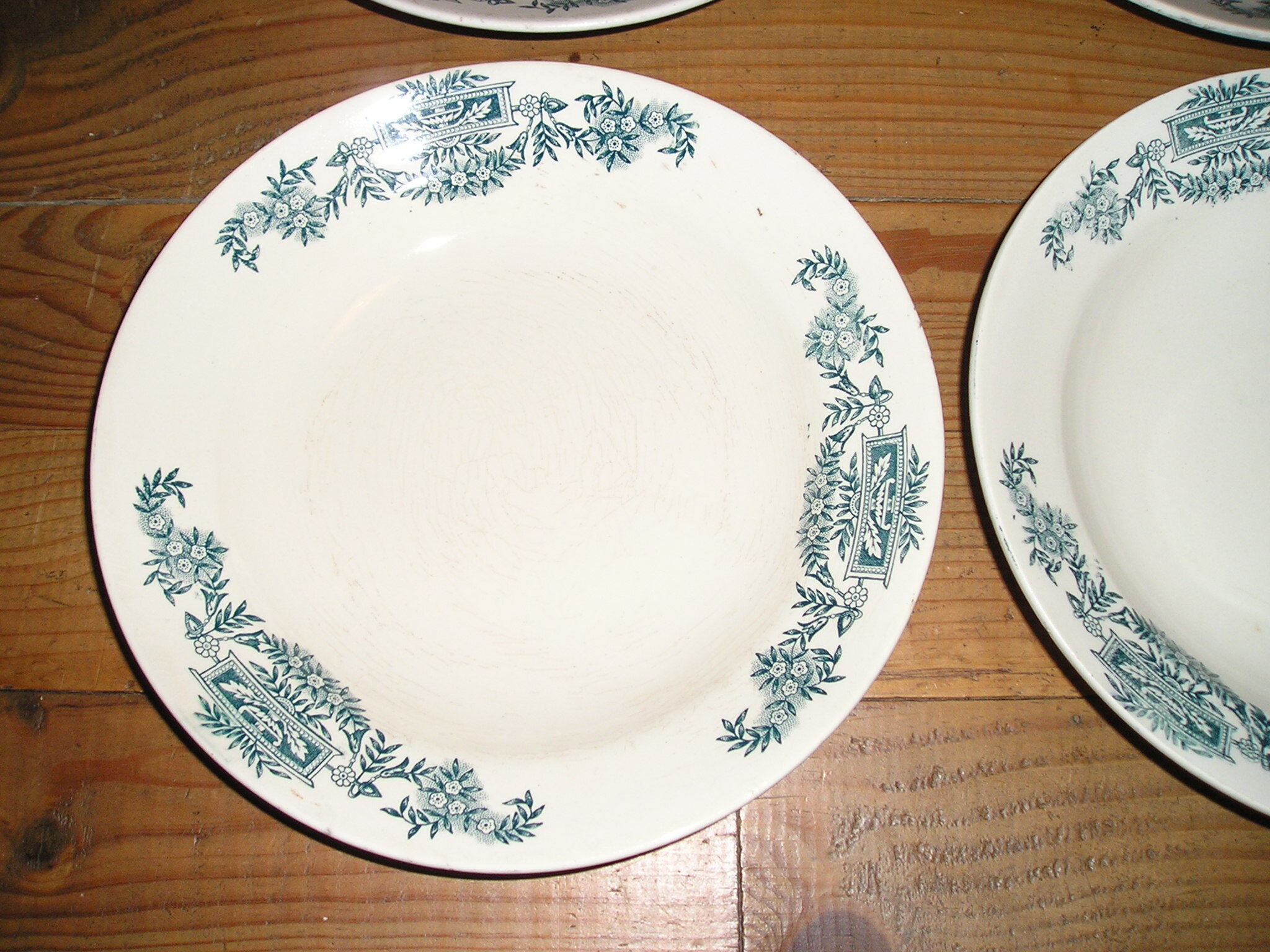 6 dinner plates, 6 plates service hollow earthenware Longchamp model Lutèce