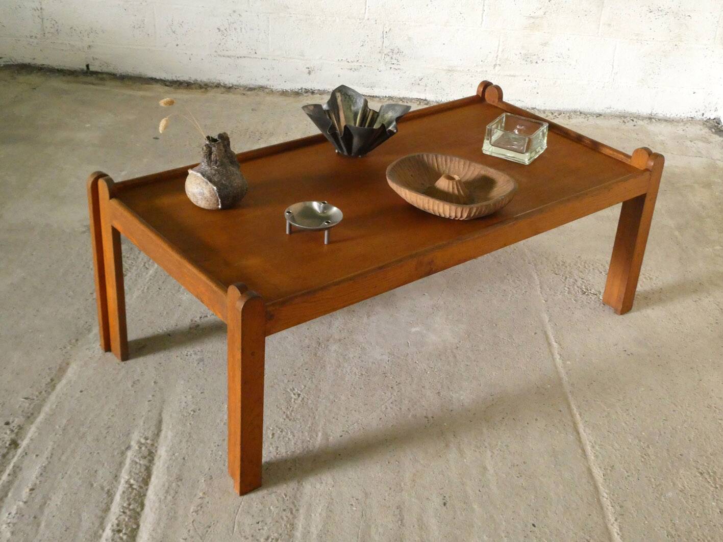 grande table basse en chêne, 1960