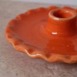 Orange ceramic candle holder serrated plate