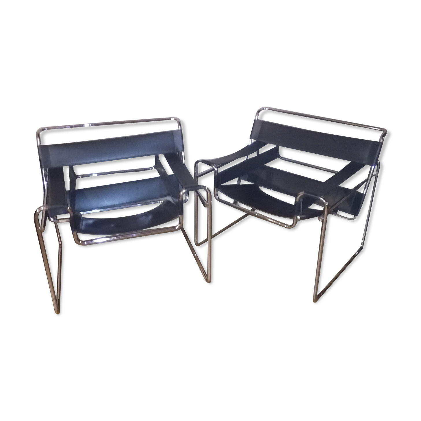 Pair of leather armchairs Breuer model B3
