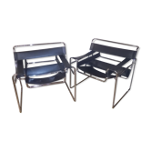 Pair of leather armchairs Breuer model B3