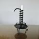 Medieval candlestick, blackened wrought and hammered iron, very good condition