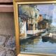 Printed tableau reproduction of a canal scene in Venice 1960