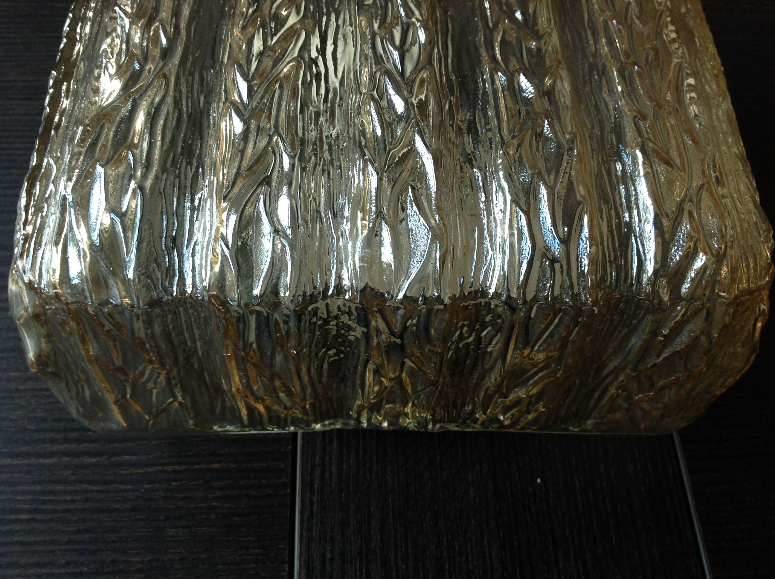 Plafonnier carré en verre ambré par RZB Leuchten  vintage années 60-70