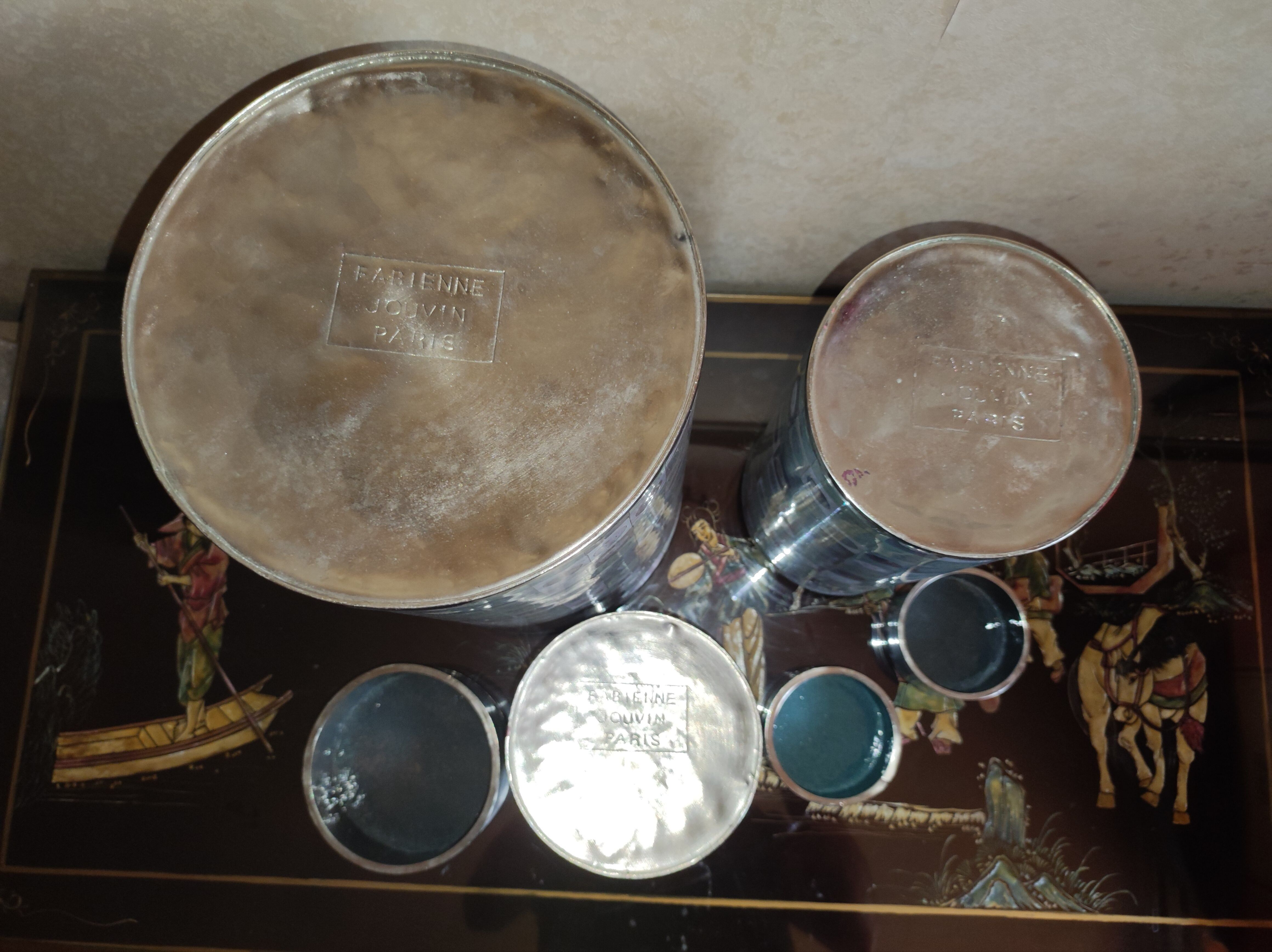 Fabienne Jouvin, set of 3 cloisonné boxes, signed