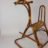 Cheval à bascule en rotin, vintage