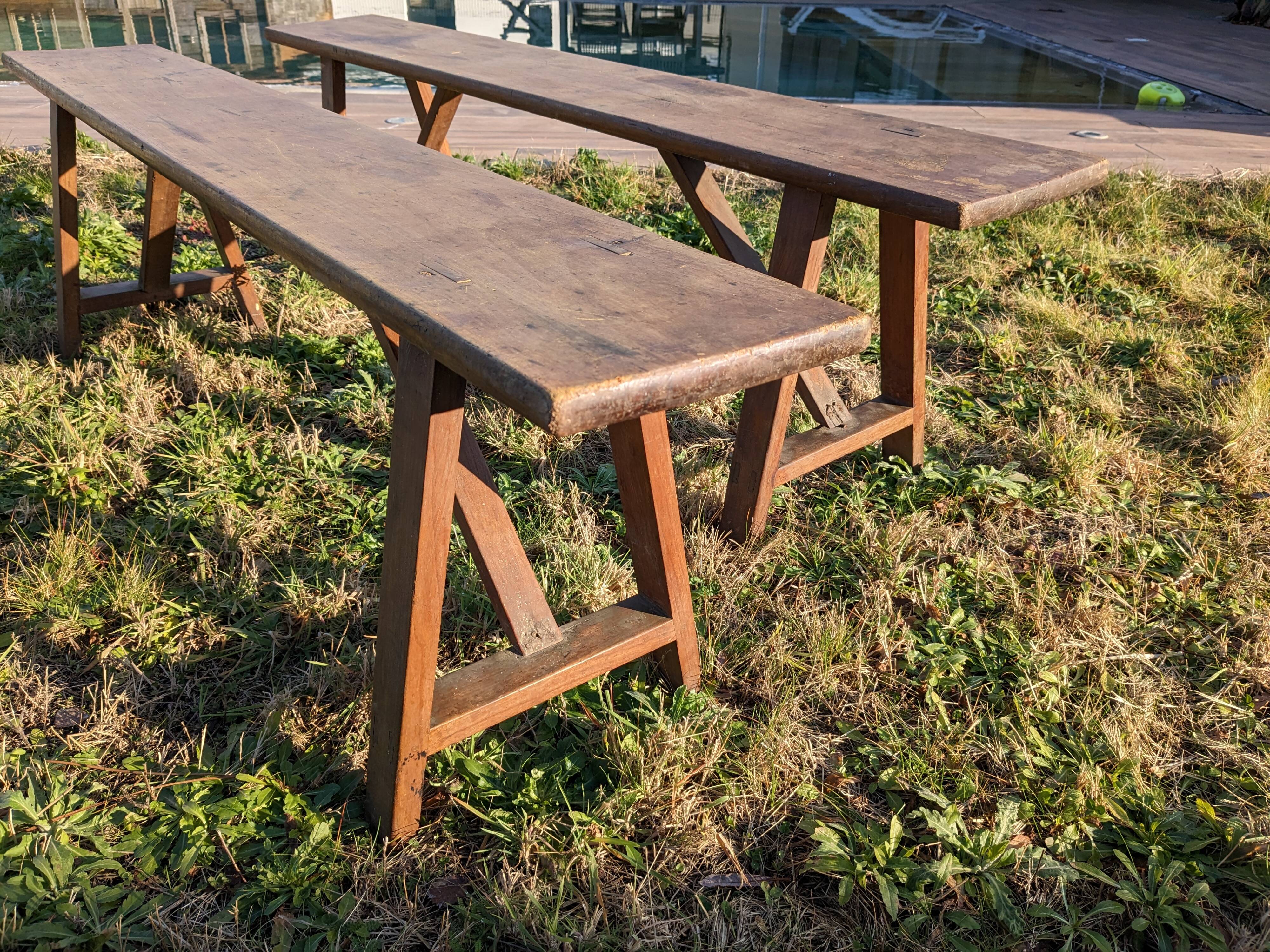 Solid wood truss bench