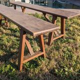 Solid wood truss bench