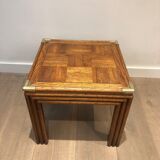 Paire de bouts de canapé en bois et laiton