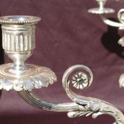 Gallia Christofle Paire 2 Candelabras Chandeliers Silver Bronze Louis XVI H45cm