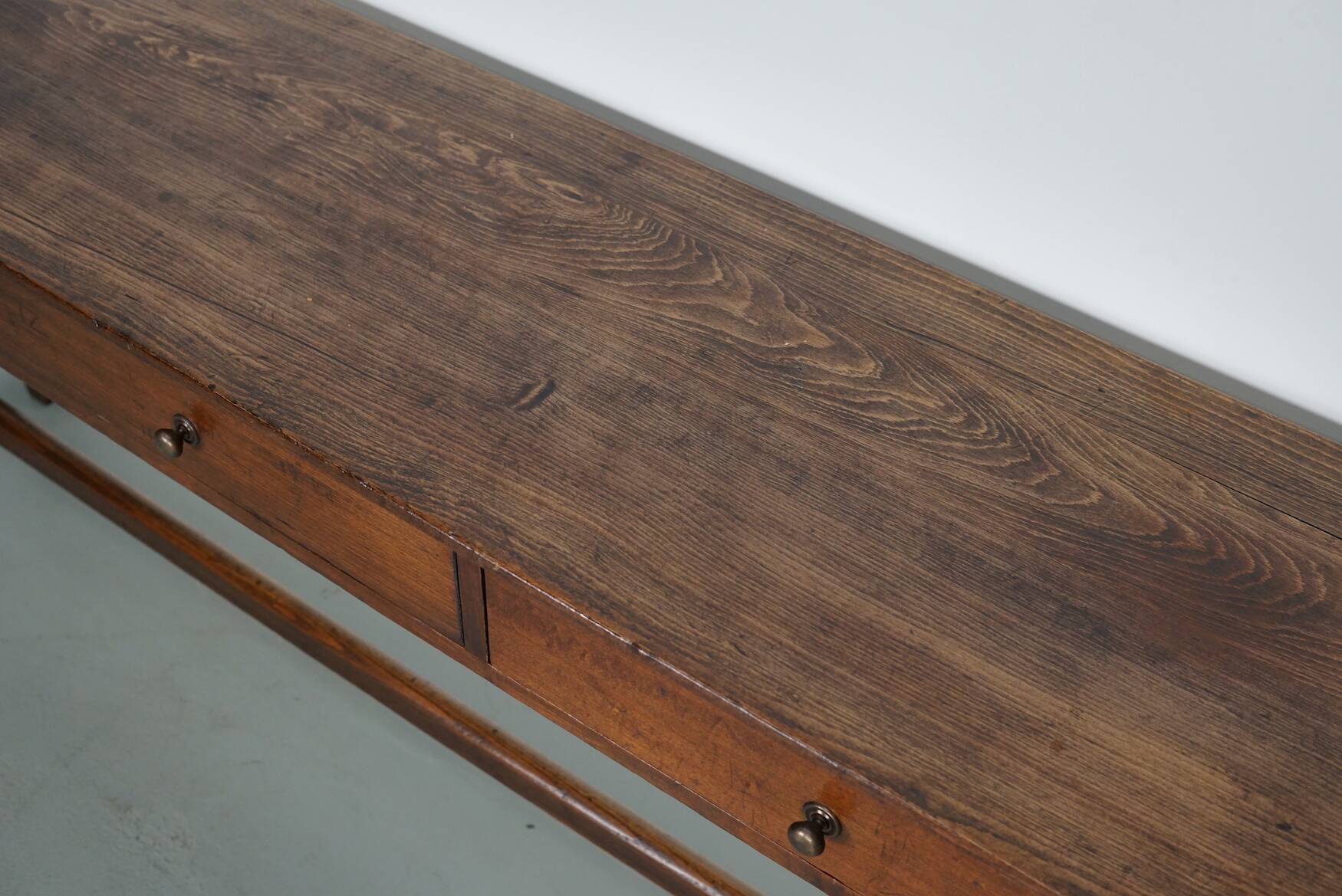 Antique French Rustic Farmhouse Elm Side Table, Early 20th Century