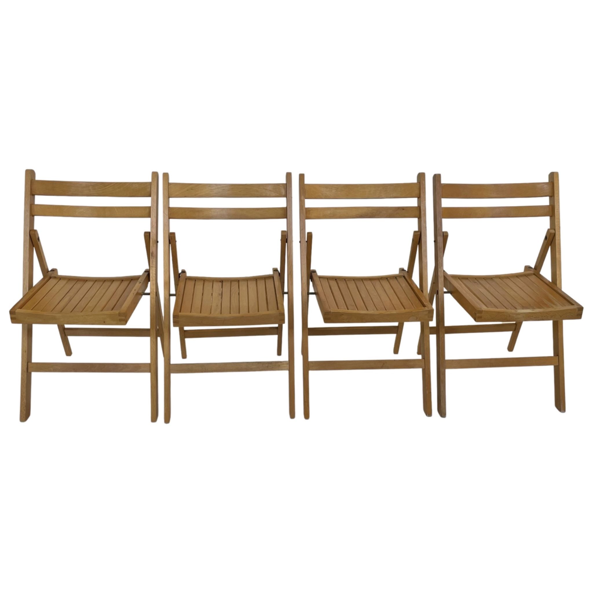 Set of four vintage wooden folding chair minimalism design 60s