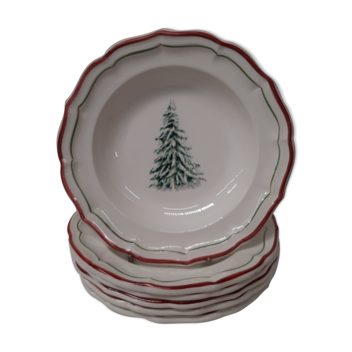Set of 6 hollow plates christmas fillets