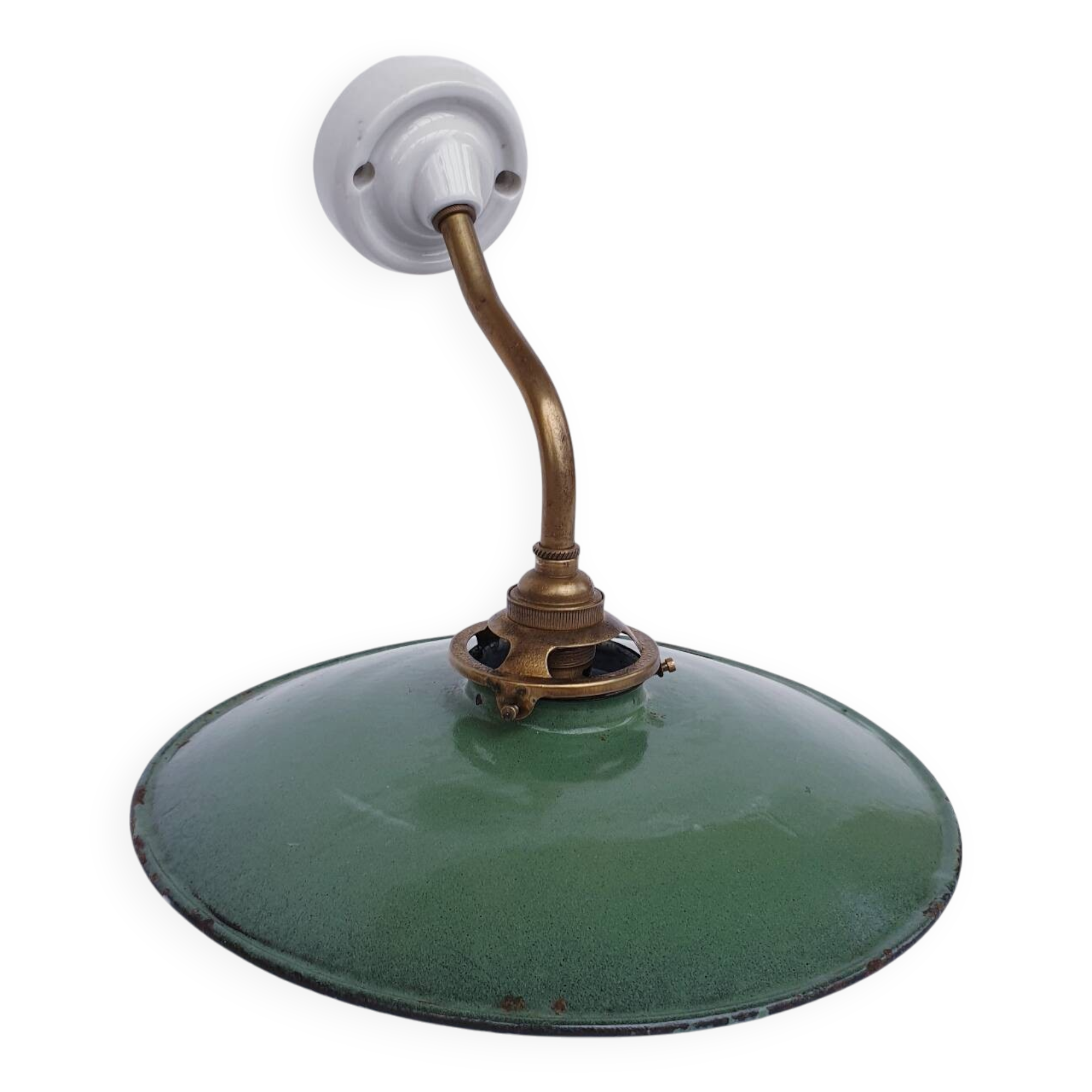 Swan neck and enamelled sheet metal wall light