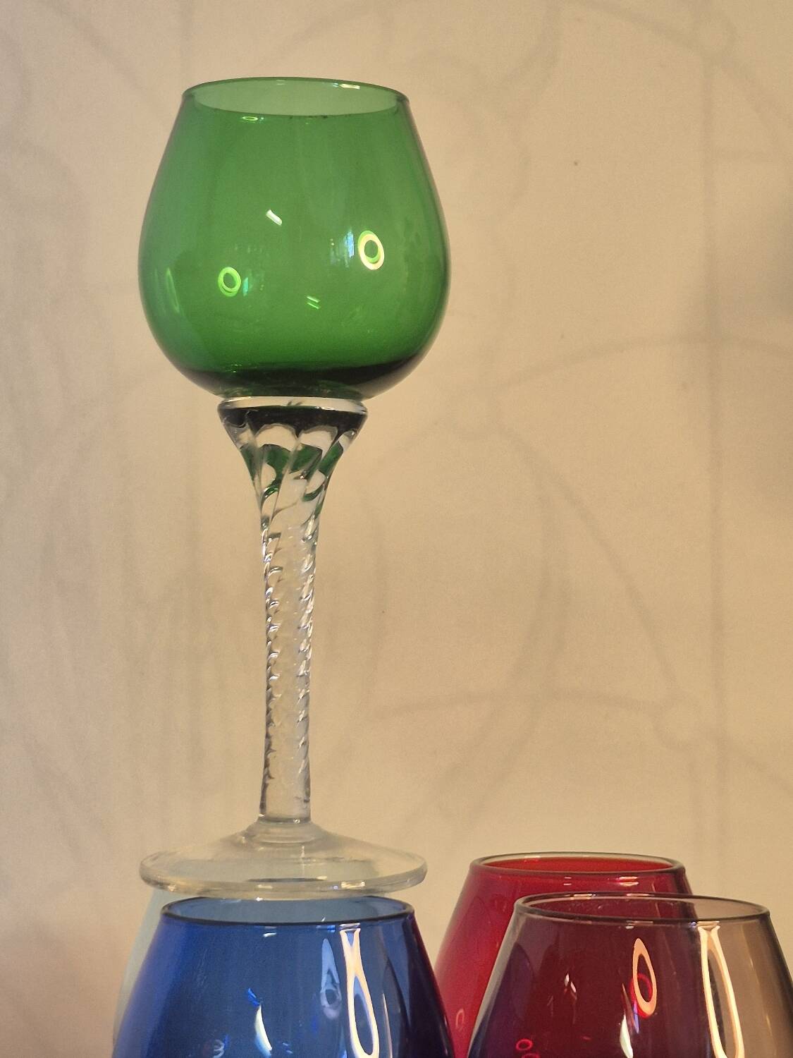 Colored stemmed glasses