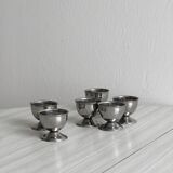 6 vintage stainless steel egg cups