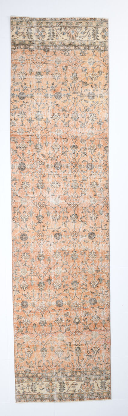Tapis floral orange vintage, 340x85cm