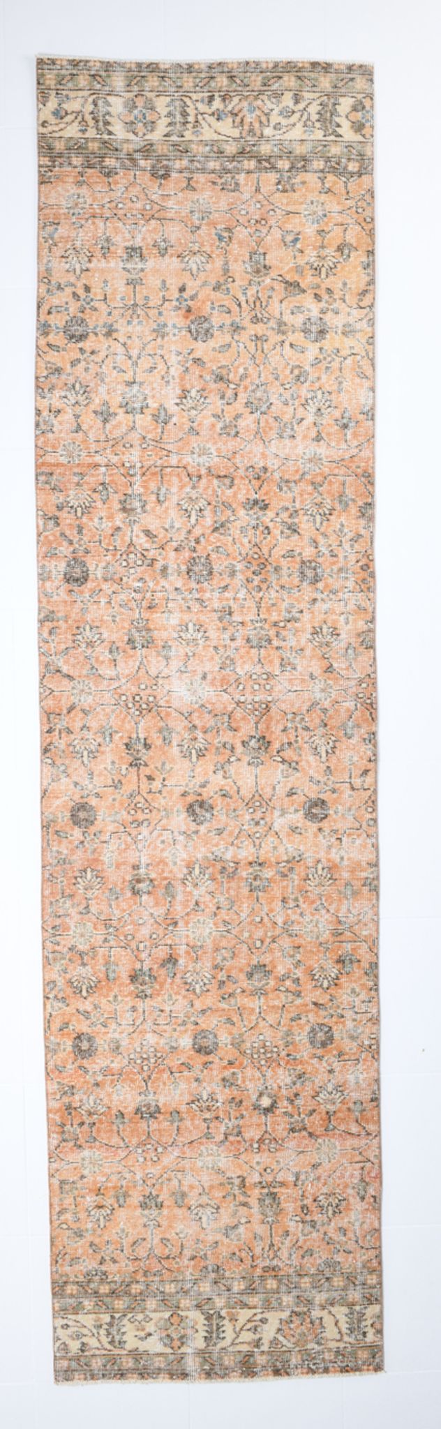 Tapis floral orange vintage, 340x85cm