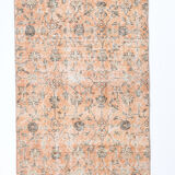 Tapis floral orange vintage, 340x85cm