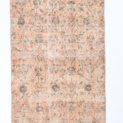 Tapis floral orange vintage, 340x85cm